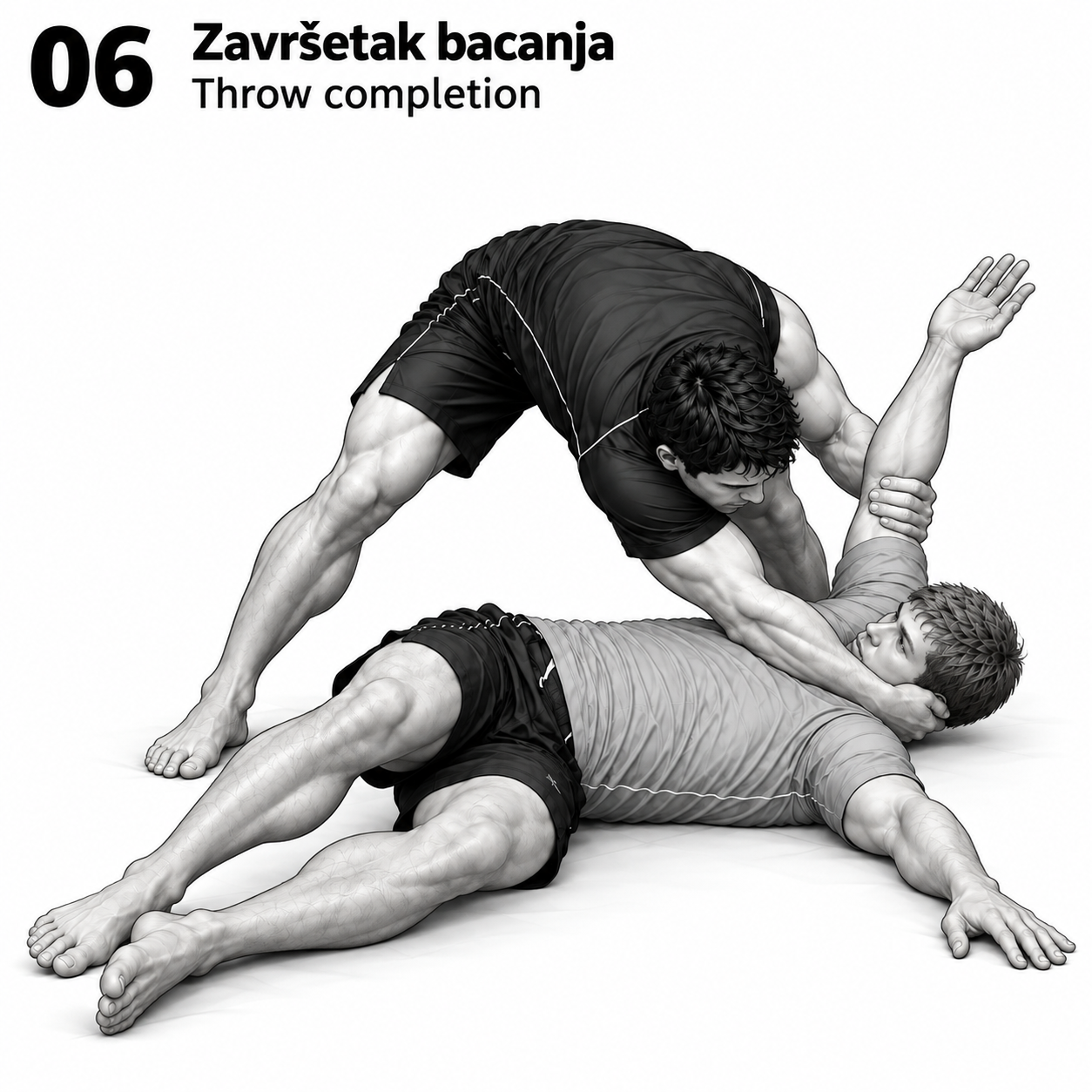 Koshi Guruma, step 06: Completing the throw.